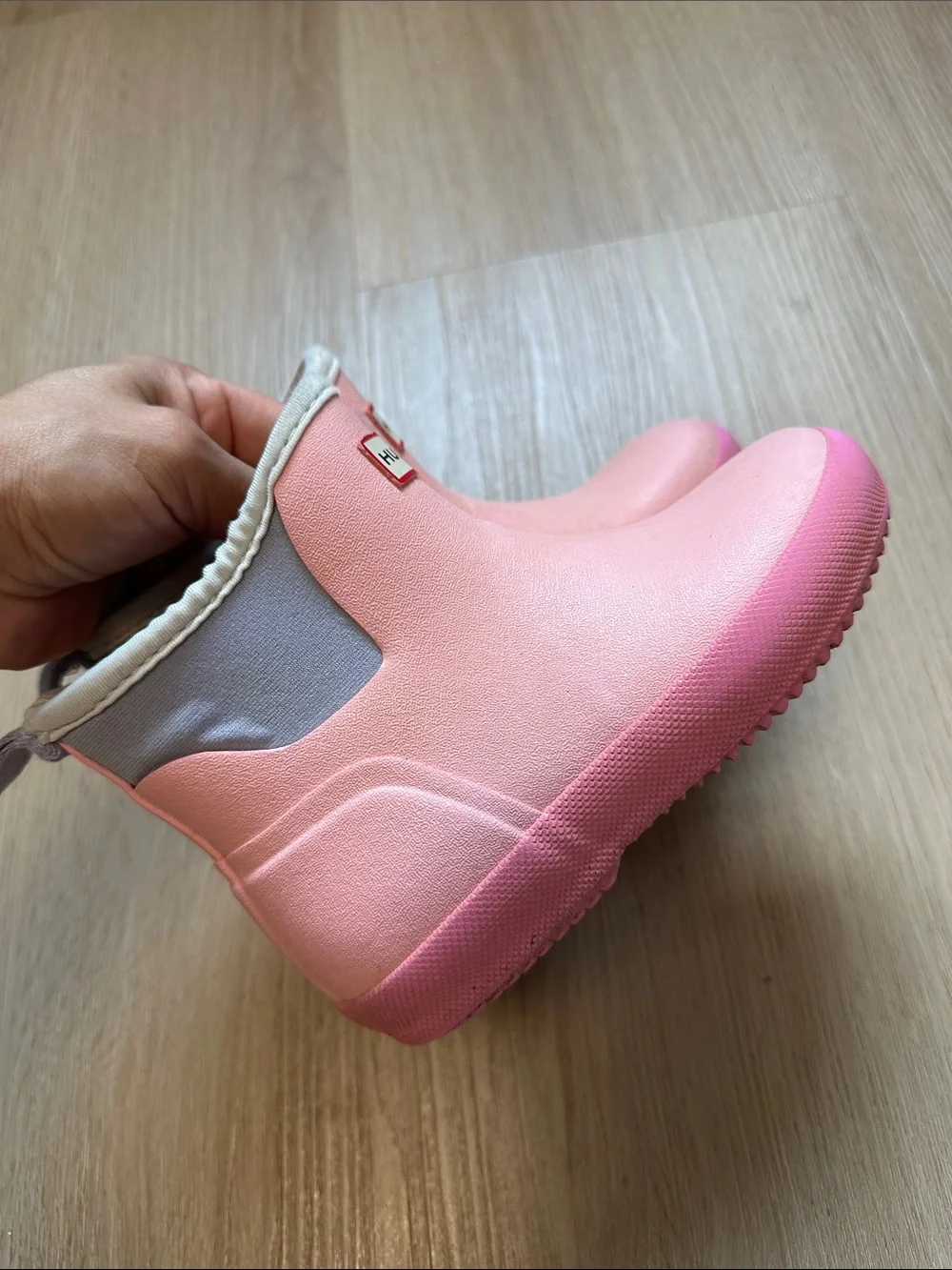 Hunter Pink Kids Waterproof Ankle Rain Boots